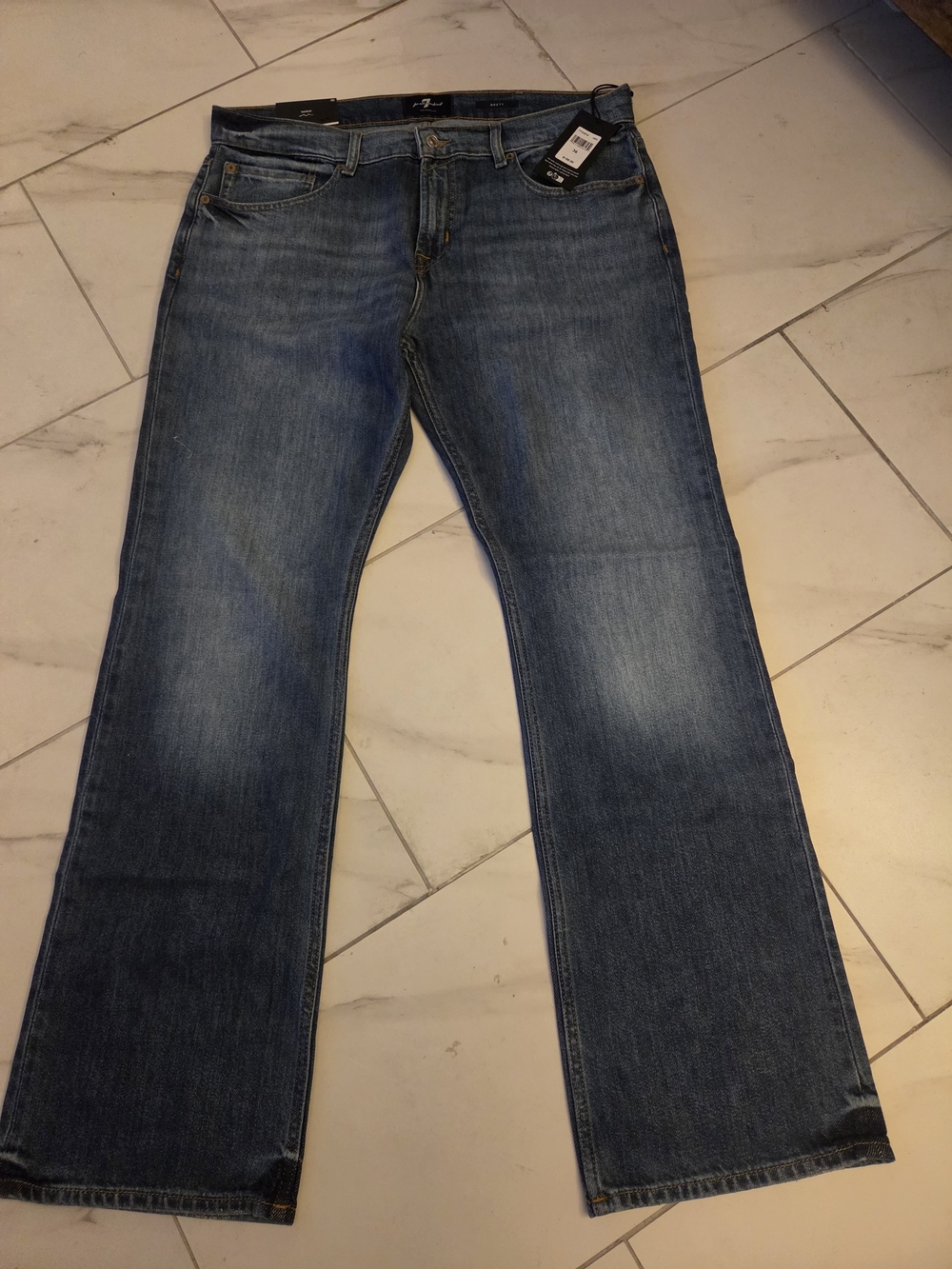 7 For All Mankind Men's BRETT  Medium Wash Blue Bootcut Jeans